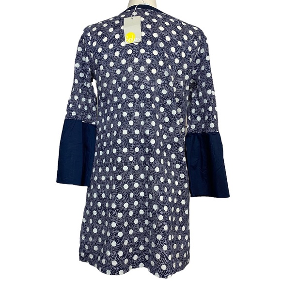 Boden Jodie Kaftan Cover Up Blouse Tunic Navy Blue Polka Dot Size 6R NEW - Picture 4 of 7